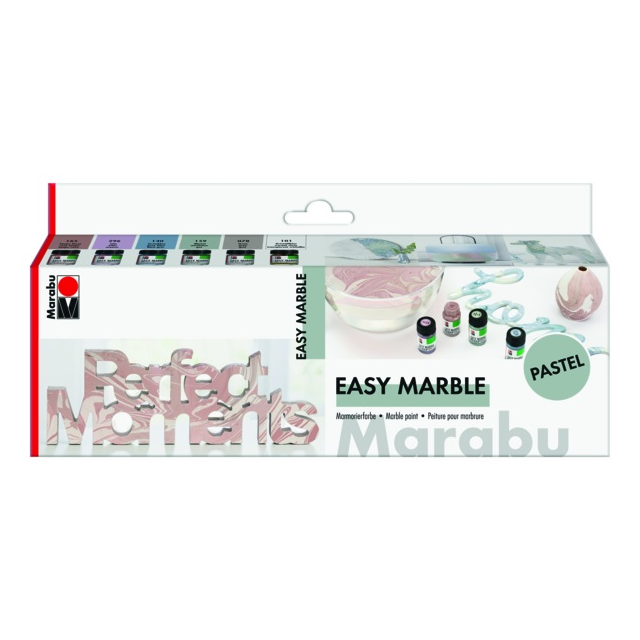 Marabu Easy Marble Paints - Pastel Colors, Set of 6